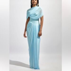 NEW Deme by Gabriella Jasmine- Cult Mia baby blue draped formal drop waist gown